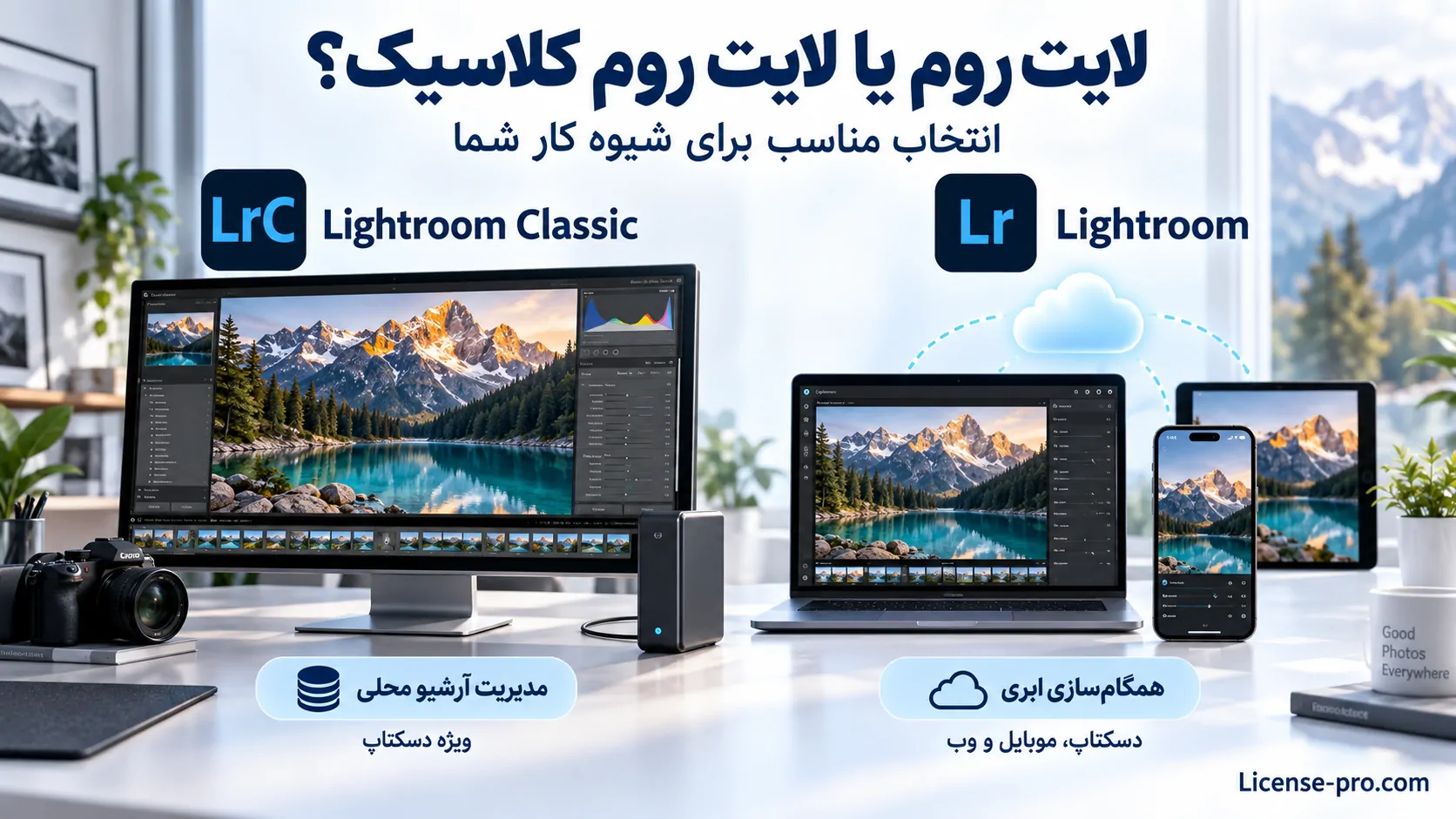 مقایسه Lightroom با Lightroom Classic؛ همگام‌سازی ابری در برابر مدیریت آرشیو محلی عکس‌ها