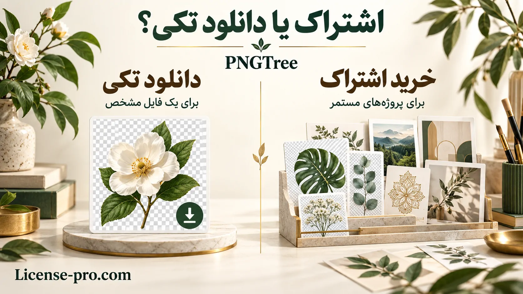 مقایسه خرید اشتراک PNGTree برای پروژه‌های مستمر با سفارش دانلود تکی یک فایل مشخص